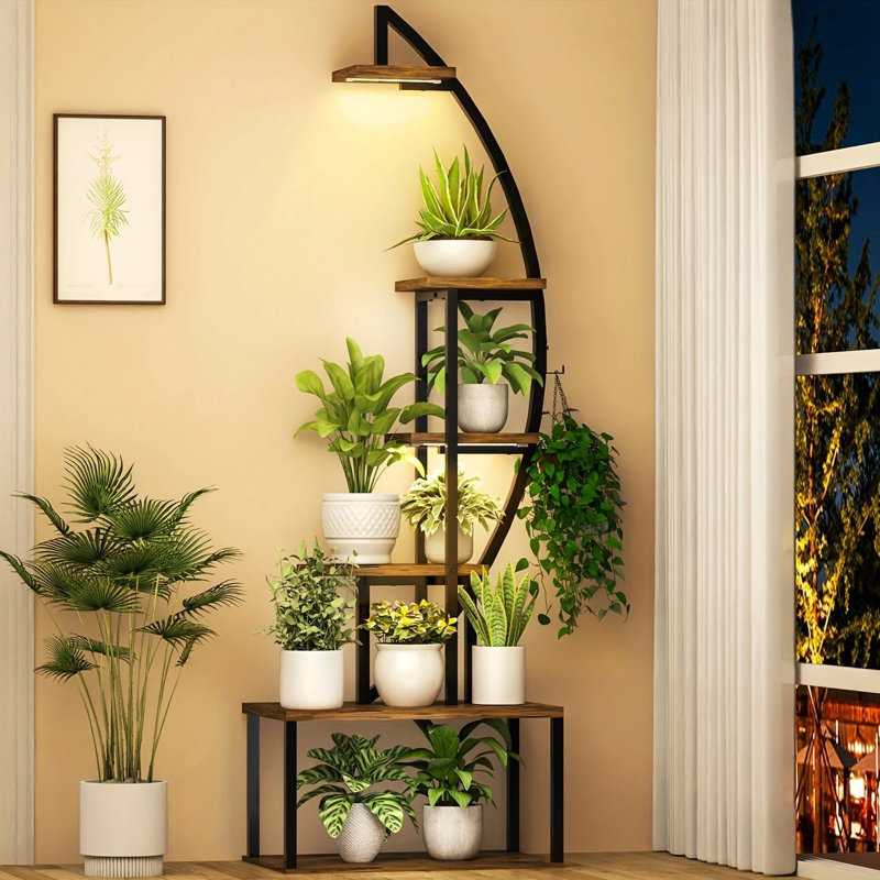 17 Stories Plant Stand Shelf with Light Indoor Outdoor for Patio Porch Living Room Balcony Corner Wayfair